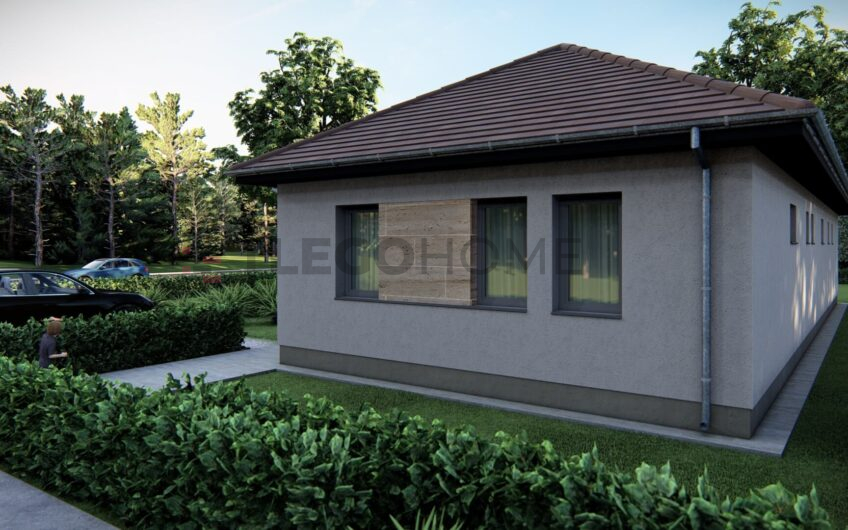 LH-110a - egyszintes, oldalhatáron álló, nappali + 4 szobás, 110 m2-es, családi ház terv