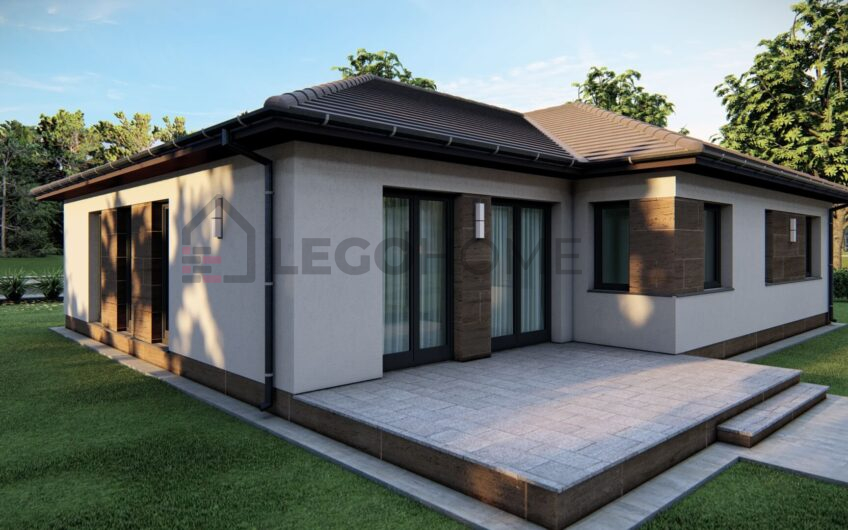 LH-131 - Nappali + 3 szobás, egyszintes, szabadonálló építési módban megtervezett, 131 m2-es, családi ház terv