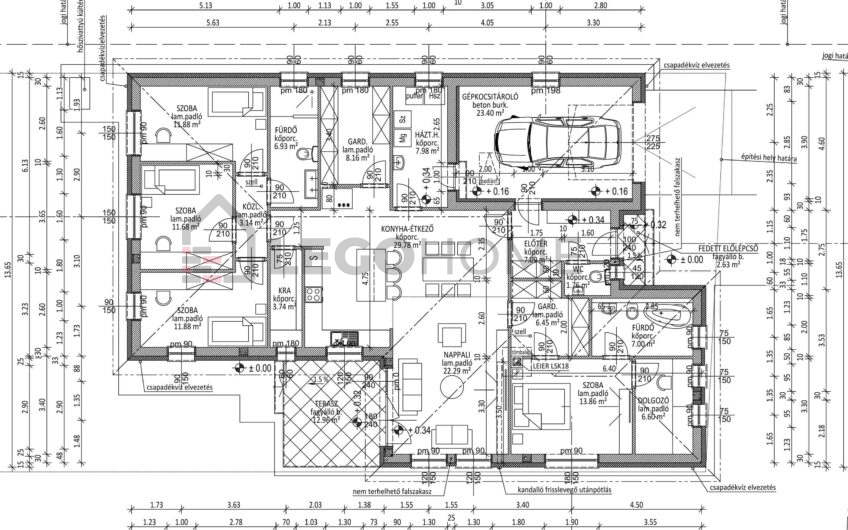 LH-183 oldalhatáron álló, 5 szobás, családi ház alaprajz